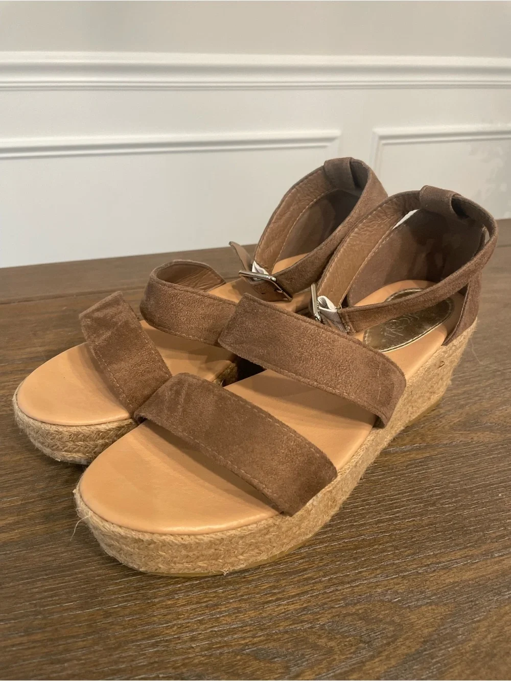Refresh Brown Suede Espadrille Wedge Sandals